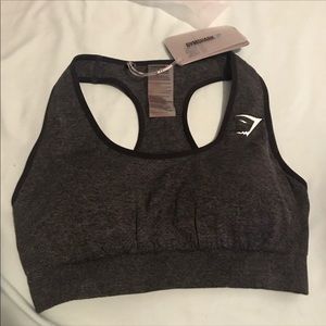 BNWT. Black Marl Seamless Sports Bra